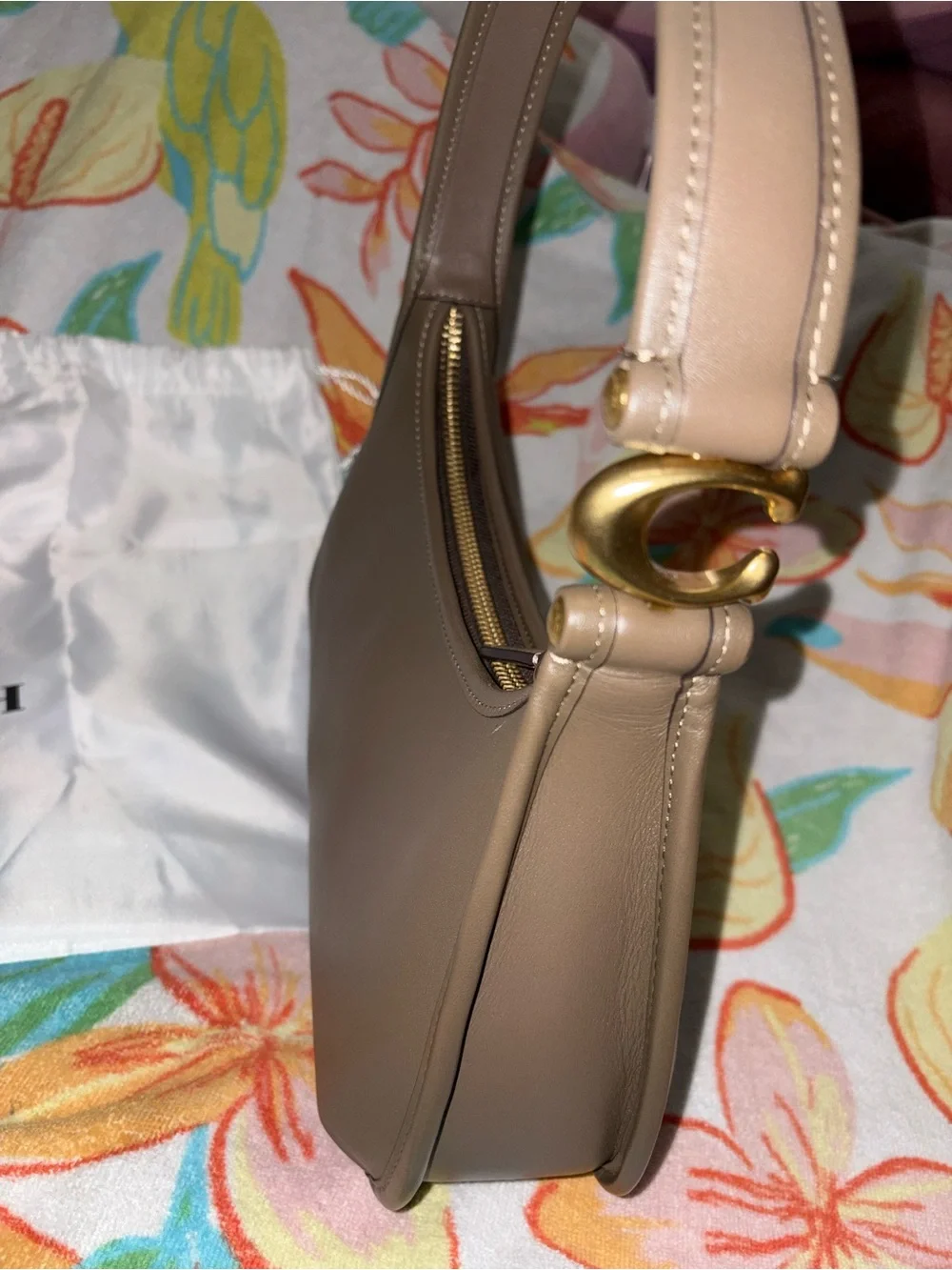 Coach Brown Leather Crescent Shoulder Bag
